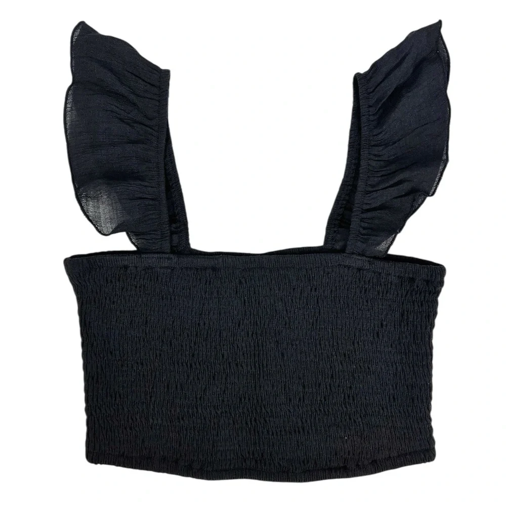 Fashion Nova She's The Sweetest Black Smocked Crop Top Size Medium - Picture 3 of 9